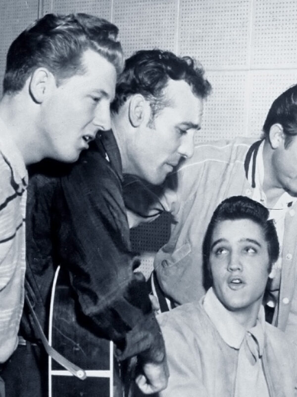 Das legendäre Million Dollar Quartet: v.l.n.r. Jerry Lee Lewis, Carl Perkins, Elvis Presley und Johnny Cash
