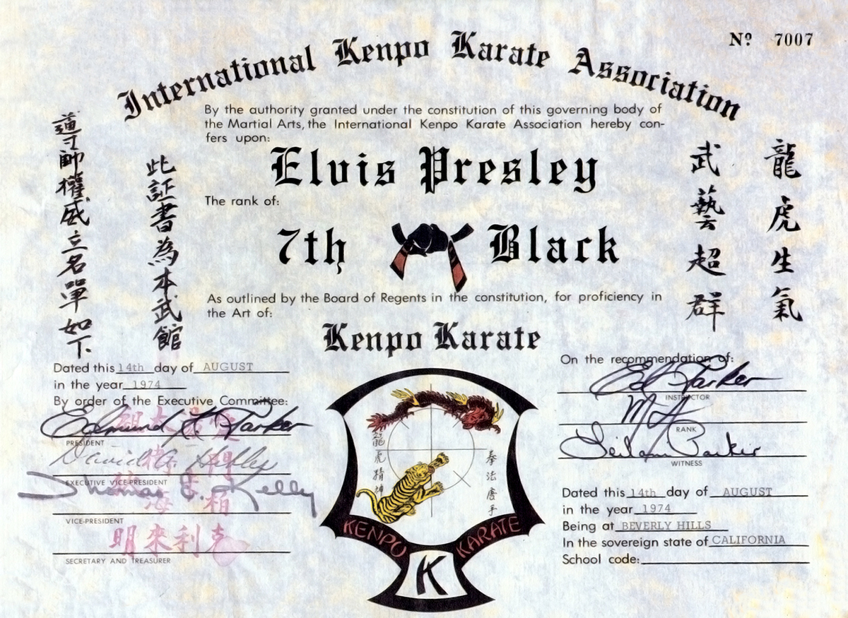 Elvis Presley Karate - 7th Black Belt