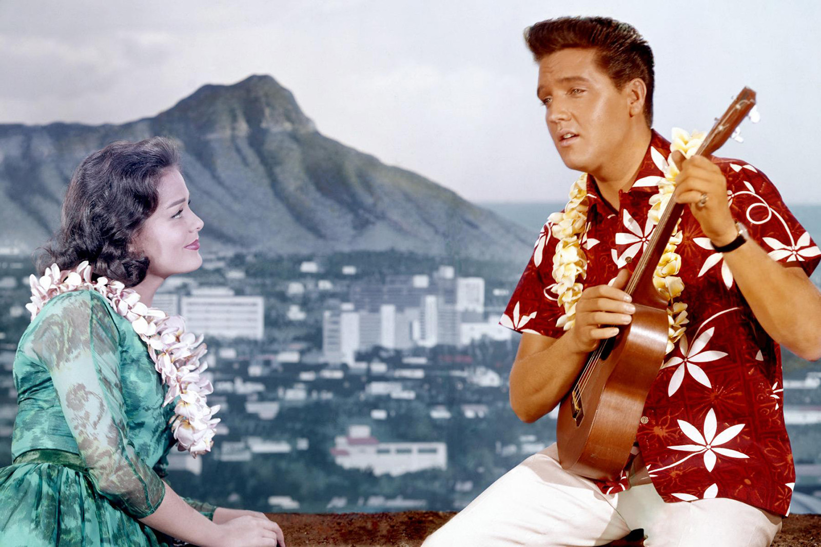 Elvis Werbefoto Blue Hawaii mit Joan Blackman 1961