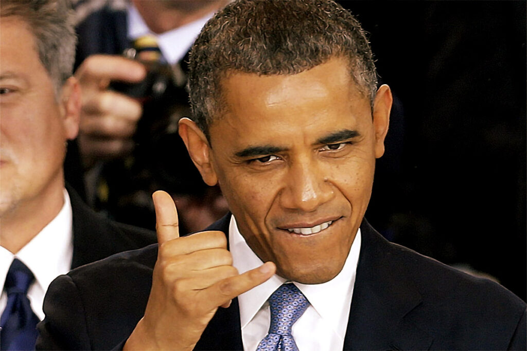 Der ehemalige US-Präsident Barack Obama ist bekannt für die regelmäßige Nutzung des Shaka.Zeichens